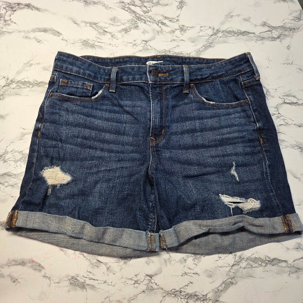 Old Navy Size 8 White & Denim Everyday Mid Rise Casual Summer Shorts Bundle of 2 - Picture 7 of 11